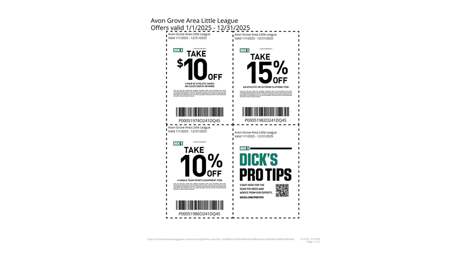 2025 Dick’s Coupons!